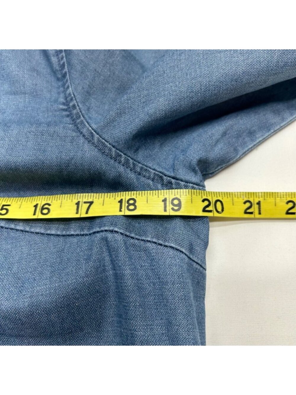 Who What Wear Womens Denim Frayed Hem Dress With Back Zip Closure Short Sleeves - Picture 8 of 15